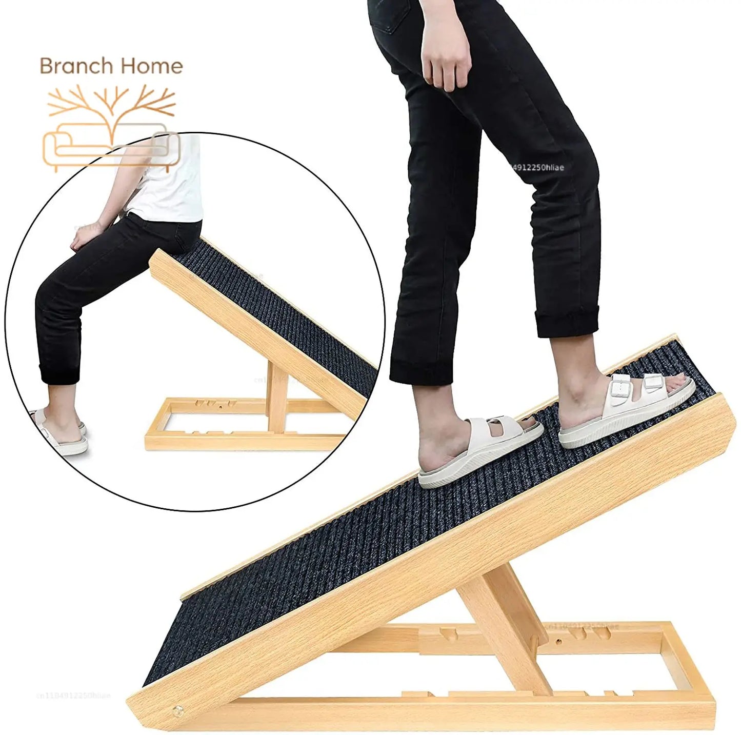 Adjustable Wooden Pet Dog Ramp Comfortable Folding Non-Slip Carpet Surface Foldable Climbing Ladder For Car Bed Pet Carriers