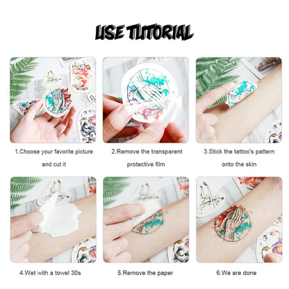 Waterproof Temporary Tattoo Sticker  Butterfly Flower Line Pattern Body Art Arm Fake Tattoos Sleeve For Women Men Hands Shoulder