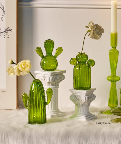 Cactus Glass Vase Hydroponic Plant Living Room Decoration Aromatherapy Bottle Flower Decor Vase Tabletop Small Vase Handicraft