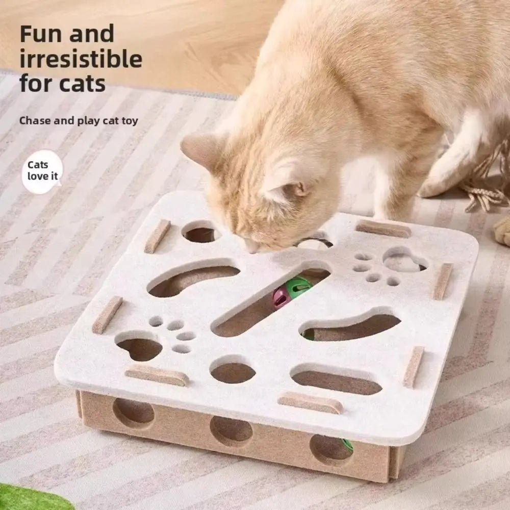 Cat Scratching Posts For Indoor Cat Puzzle Toy Felt Puzzle Box Cat Exercise Toy with Ball Kitten Interactive Indoor Exercise Toy