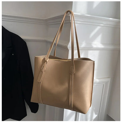 Large Capacity Women's Bag, New Soft Leather Tote Bag, Casual and Versatile Single Shoulder Bags for Woman Korean Style Handbags