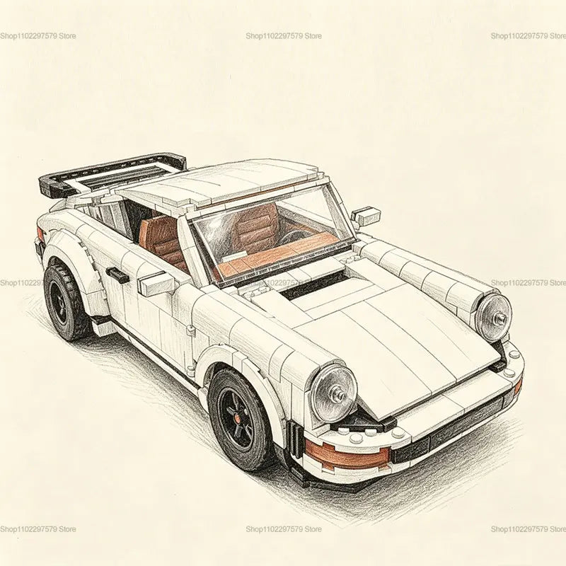 1458PCS 2-in-1 Collectible Classic Vintage Car Racing Sports Car Building Blocks Model STEM DIY Mechanical Assembly Brick Kit