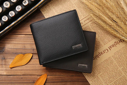 100% Genuine Leather Men Wallets Premium Product Real Cowhide Wallets for Man Short Black Walet Portefeuille Homme