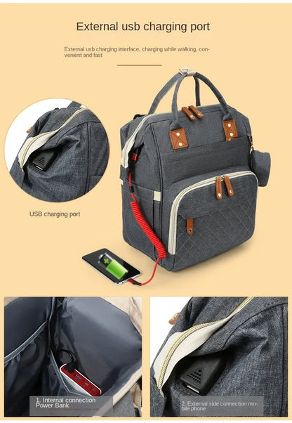USB Mummy Bag Diaper Bag Baby Care Large Capacity Mom Backpack Mummy Maternity Wet Bags Waterproof Baby Pregnant Nappy Backpack