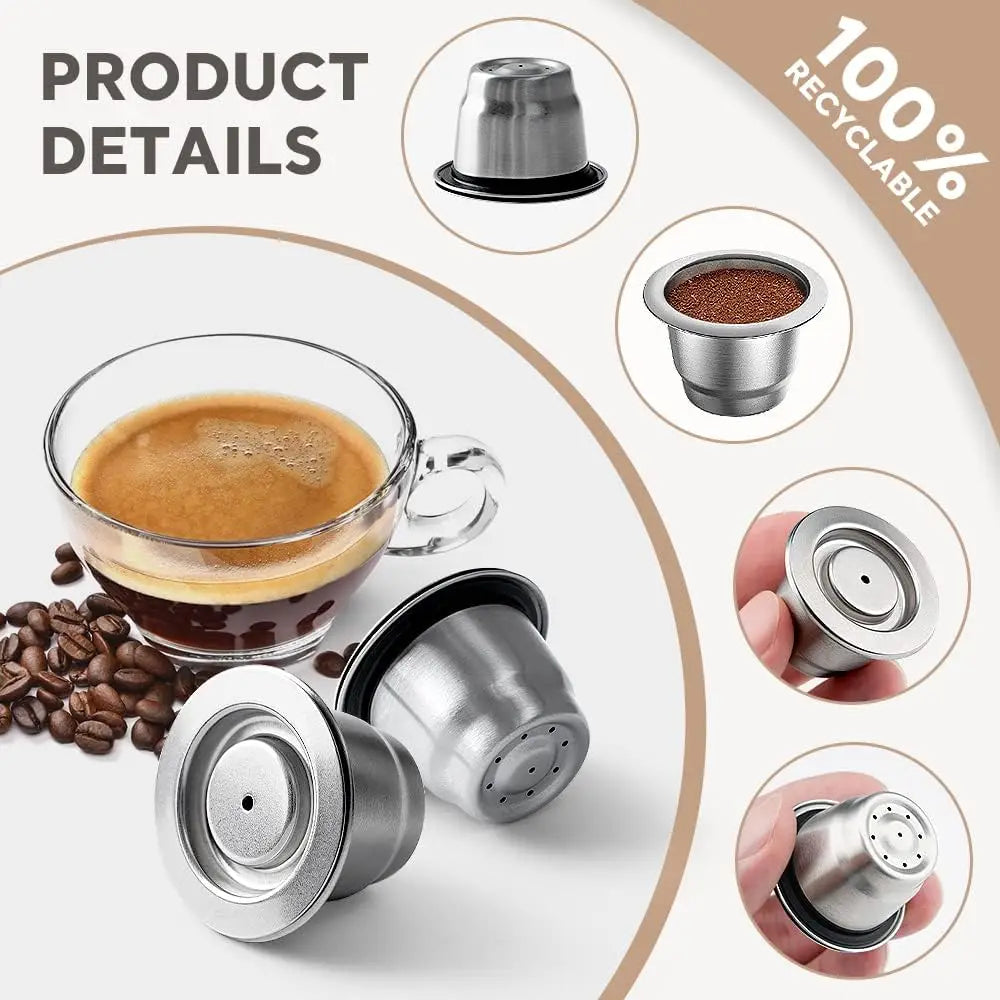 Reusable Pods for Nespresso Reusable Stainless Steel Capsule Crema Espresso Coffee Filters Reusable Pods Coffee Accessories