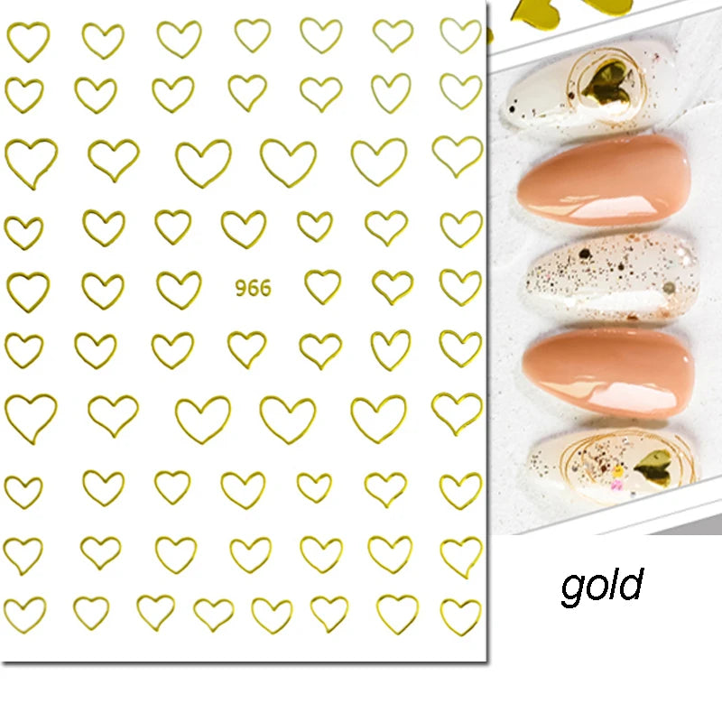 3d Nail Art Stickers Red Black White Love Hearts Stars Clouds French Full Tips Adhesive Nail Decals Slider For Manicure