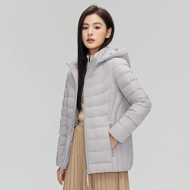 Women's plus Size M-6XL Hooded Puffer Jacket 90% Down Quilted Warm Coat Parka with Detachable Hat Winter Outerwear