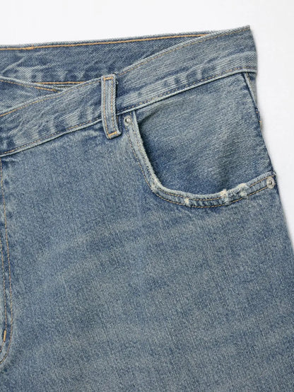 Women'sAsymmetric Denim Skirt New Spring Casual Mid Waist Pocket Women Lace Skirts Fashion Female Chic Skirts