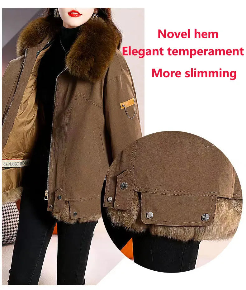 Upgraded 2023 Autumn/Winter omen's Pi vercomes Warm tras Coat Natural Fox Hair Fashion Wool Coat Temperament Slimming Inner Tank