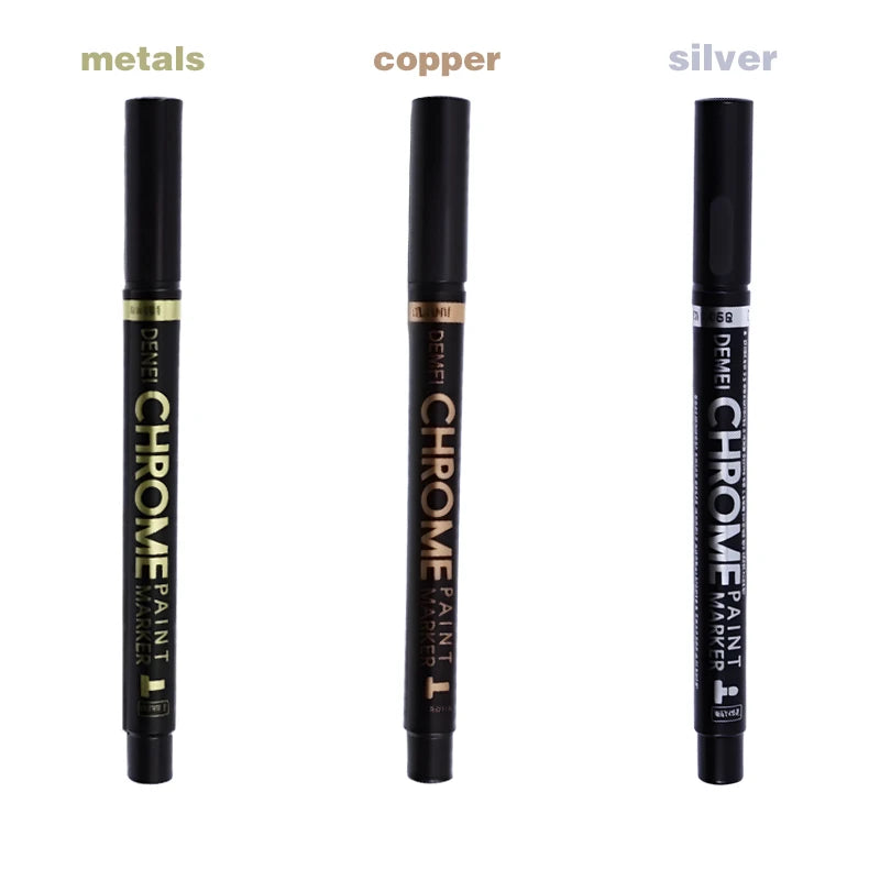 3 Pcs Mirror Marker Pen DIY Reflective Paint Pens Mirror Markers Chrome Gold SILVER Marker Signature Car Styling Art Craftwork