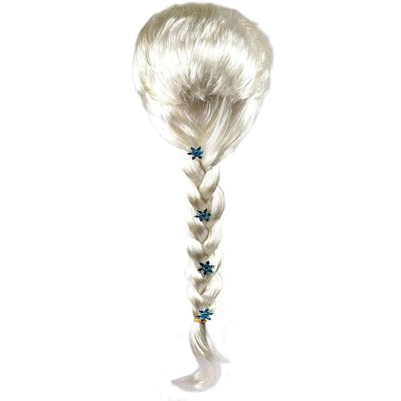 Elsa Princess Accessories Gloves Wand Crown Jewelry Set Elsa Wig Necklace Braid Girls Cosplay Snow Queen Dress Clothing Dress UP