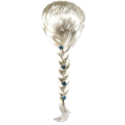 Elsa Princess Accessories Gloves Wand Crown Jewelry Set Elsa Wig Necklace Braid Girls Cosplay Snow Queen Dress Clothing Dress UP