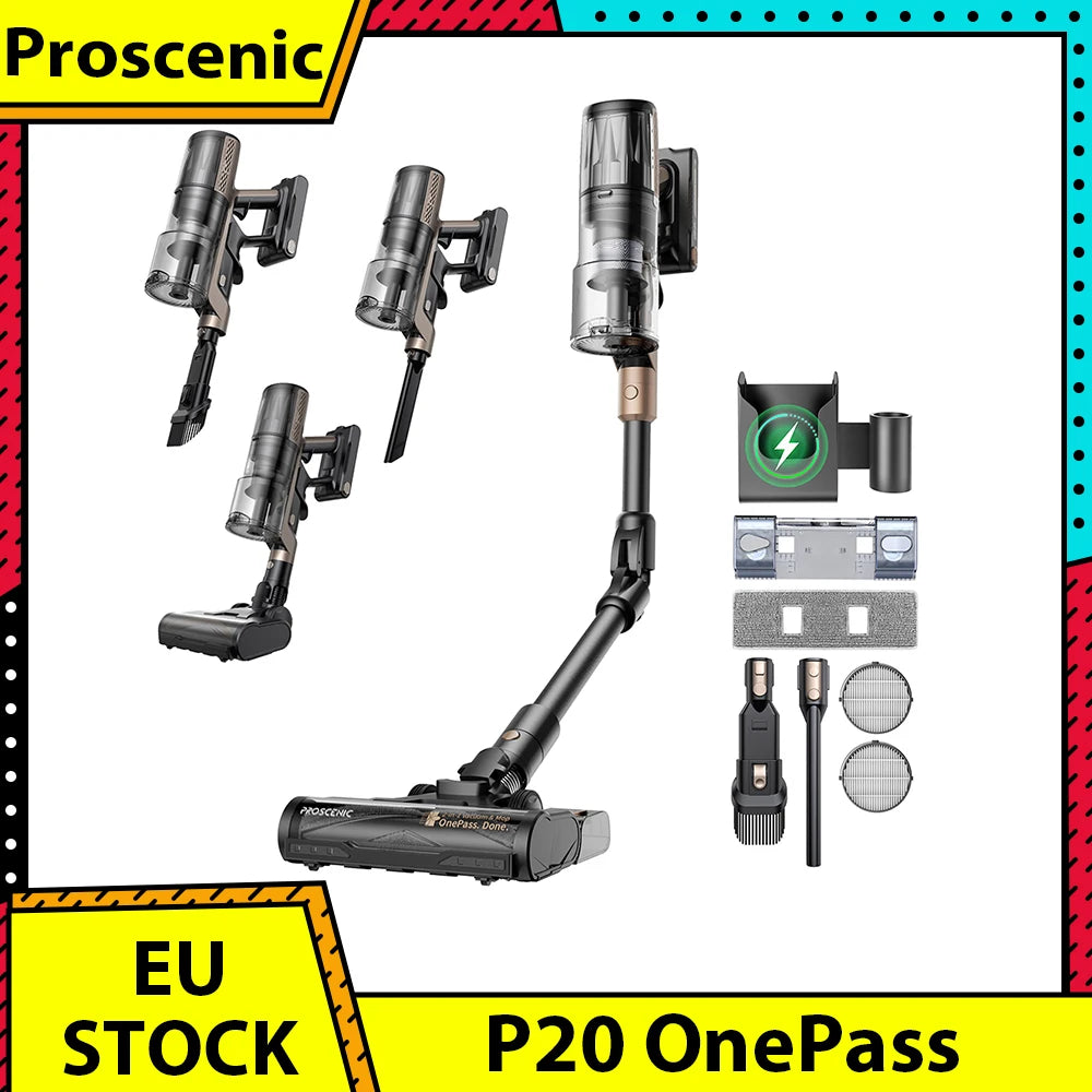 Proscenic P20 OnePass Cordless Vacuum Cleaner, 70000Pa Suction, 70-Min Runtime, 680W Brushless Motor, Wet & Dry Cleaning 3 Sold