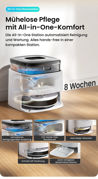 LEFANT M3L Robot dust vacuum cleaner all-in-one charging station 12000 Pa suction 220 min battery life DToF navigation Double R
