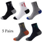 5 Pairs Cotton Sock for Men Sport Breathable Soft Letter Fashion Sneakers High Elastic Middle Tube Stocking Towel Sox Summer