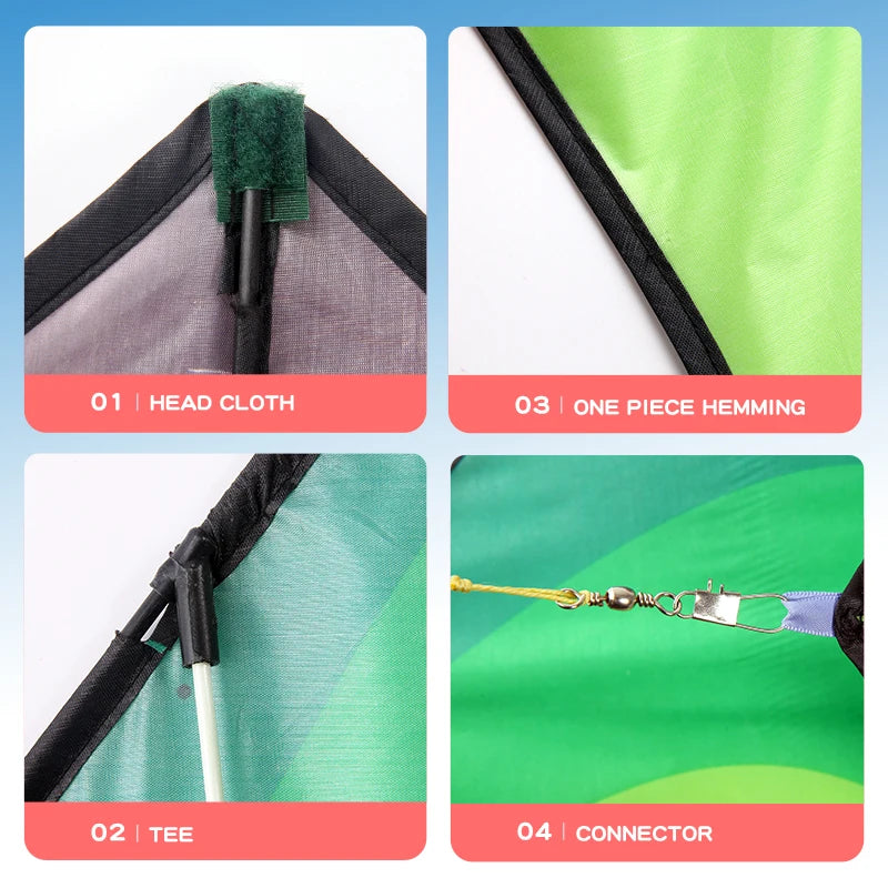 Adult-sized large delta-wing kite. Easy to fly. Extra-large delta-wing kite, equipped with a 6-meter long tail.