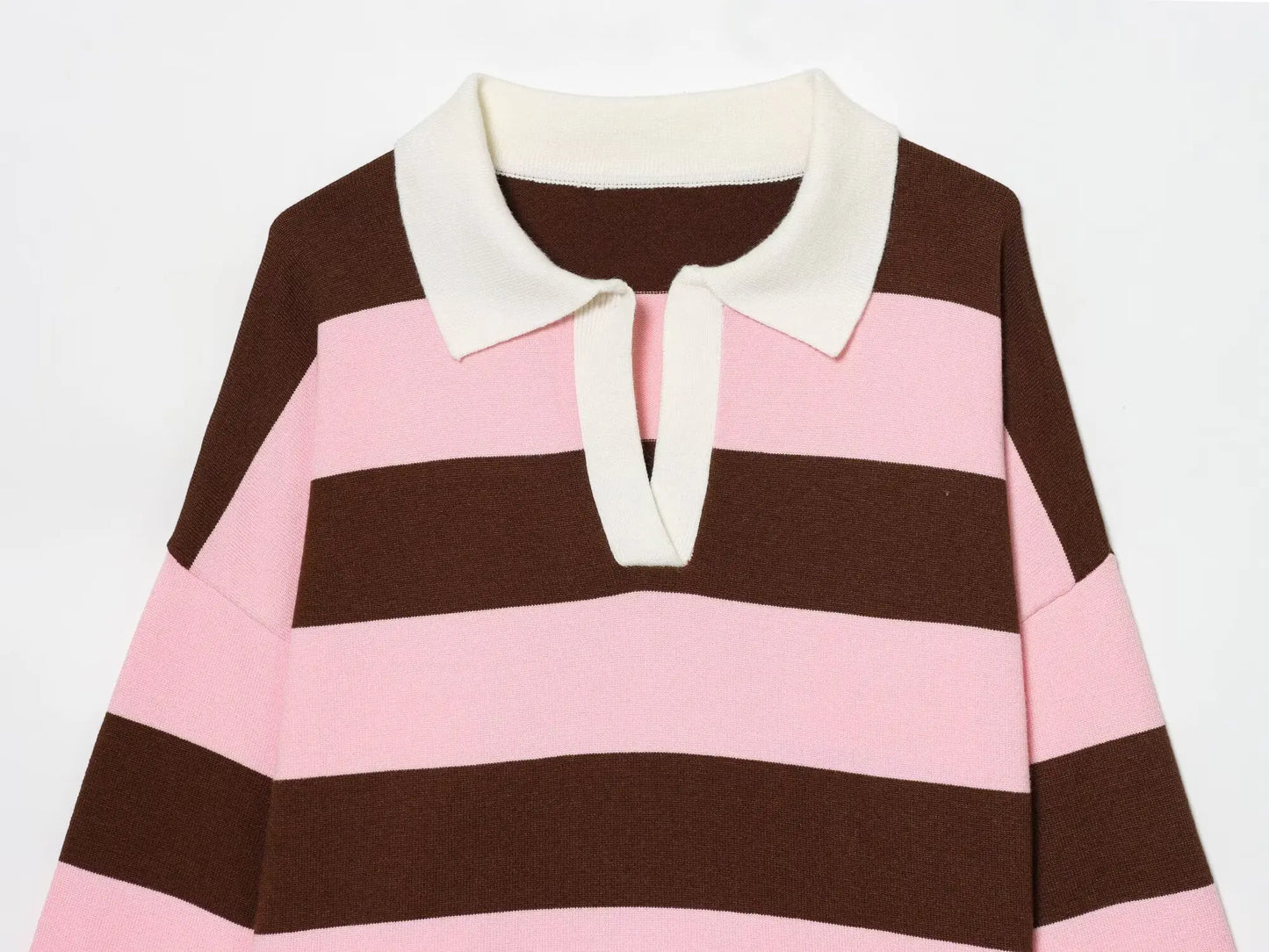 Sweater knitted Pullover Women's Spring 2026 New Fashion Striped Loose Polo neck Warm Women Sweater Chic Youth Holiday Pullover