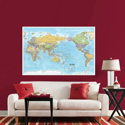 World Map 2012 Fabric Large Poster Print Wall Hanging Art  Background Chart Decor Travel Supplies in English Multi Size