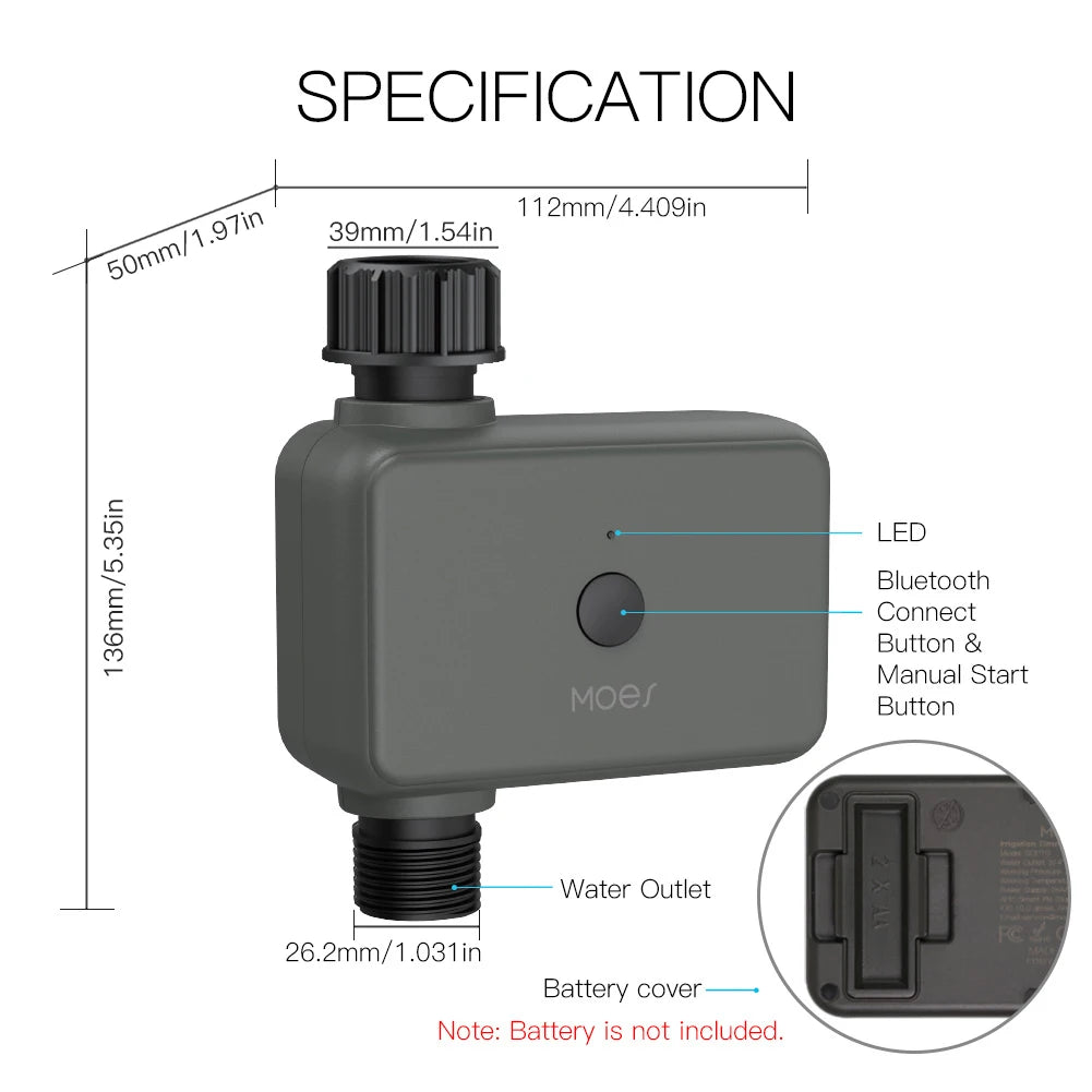 Moes Smart Tuya Bluetooth Water Timer Rain Delay Programmable Irrigation Timer with Automatic and Manual Watering