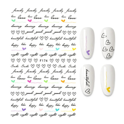 Black and White Love Flowers Line Art 3D Stickers Nail Decals Nail Art Accessories Butterfly Rose Nail Stickers Nail Sliders