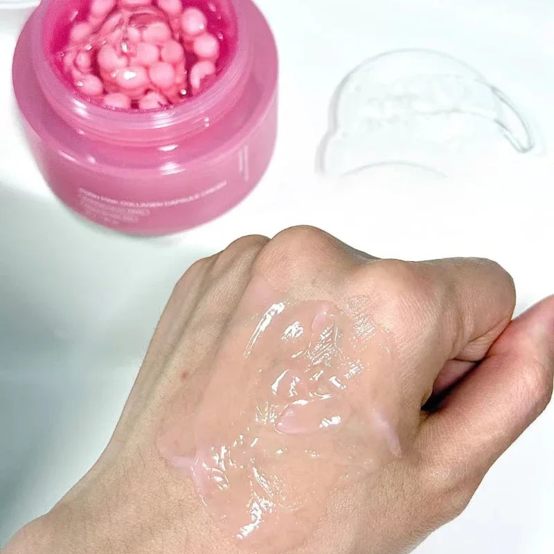 Korean PDRN Pink Collagen Capsule Cream with Niacinamide Cream for Uneven Skin Tone Lightweight Face Moisturizer Non Greasy care