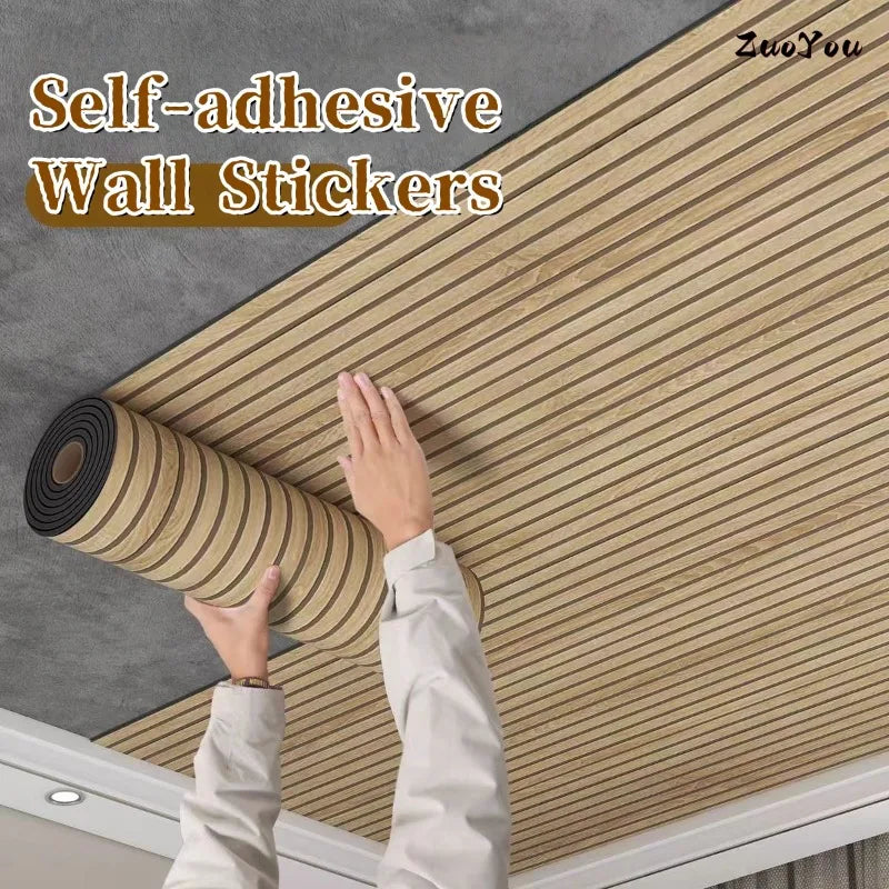 Thick Wood Grain Self-adhesive Wall Sticker Waterproof for Home Decortion Peel and Stick Foam Wallpaper Bedroom Living Room