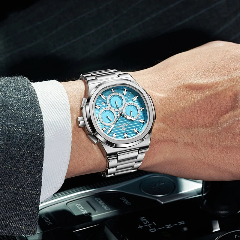 PAAZOMU Fashion Brand Man Wristwatch Waterproof Stainless Steel Luminous Men Watch Chronograph Date Luxury Quartz Men's Watches