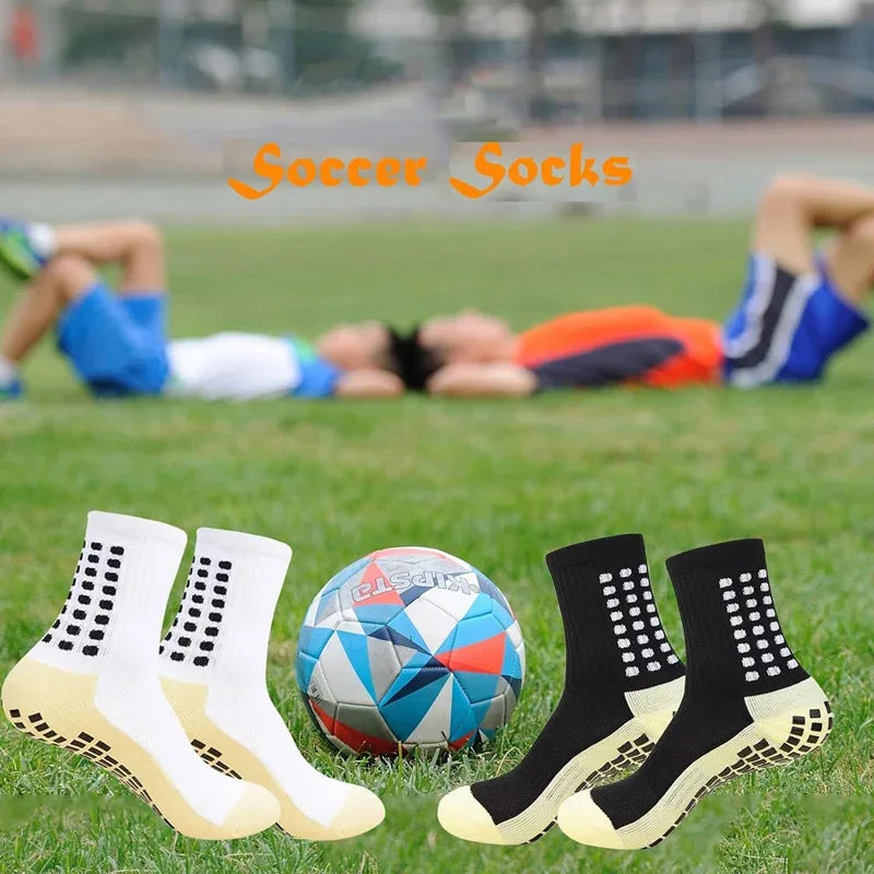 1/4 Pairs Anti-slip Soccer Women Men Outdoor Sport Grip Football Yoga Socks