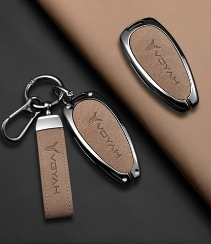Car Interior Accessories Zinc Alloy Leather Key Case Cover Holder Chain For Voyah Free I-Land Dreamer PHEV Luxury Protective