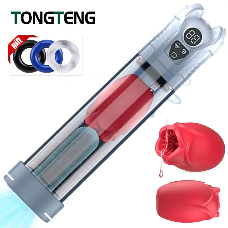 IPX7 Waterproof Electric Penis Pump for Enlargement Man Vacuum Pump Enlargement Extend Pump 4 Suction Levels 2 Silicone Sleeves