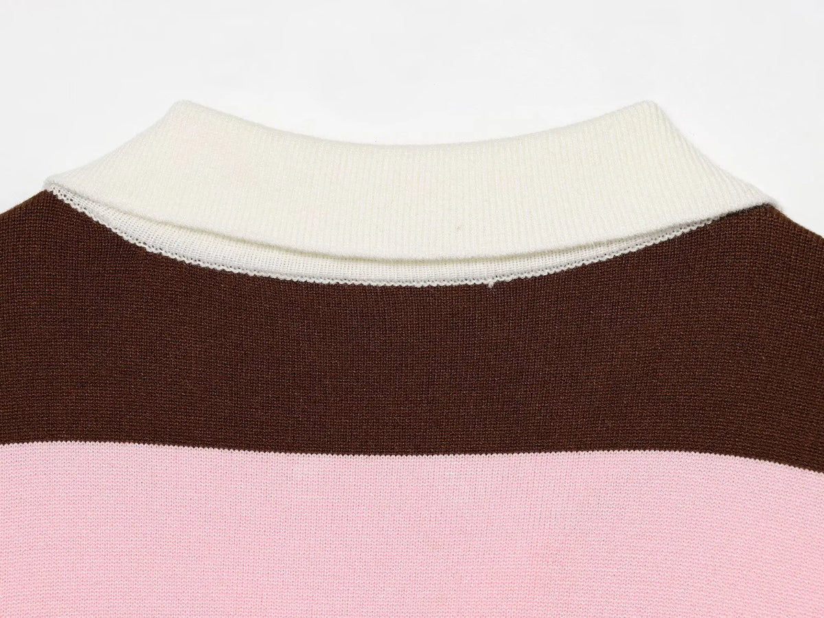 Sweater knitted Pullover Women's Spring 2026 New Fashion Striped Loose Polo neck Warm Women Sweater Chic Youth Holiday Pullover