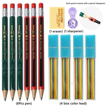1-42Pcs Mechanical Pencils Set 2B 2.0mm Automatic Student Pencils with Sharpener Color Pencil Leads School Pens Cute Stationery