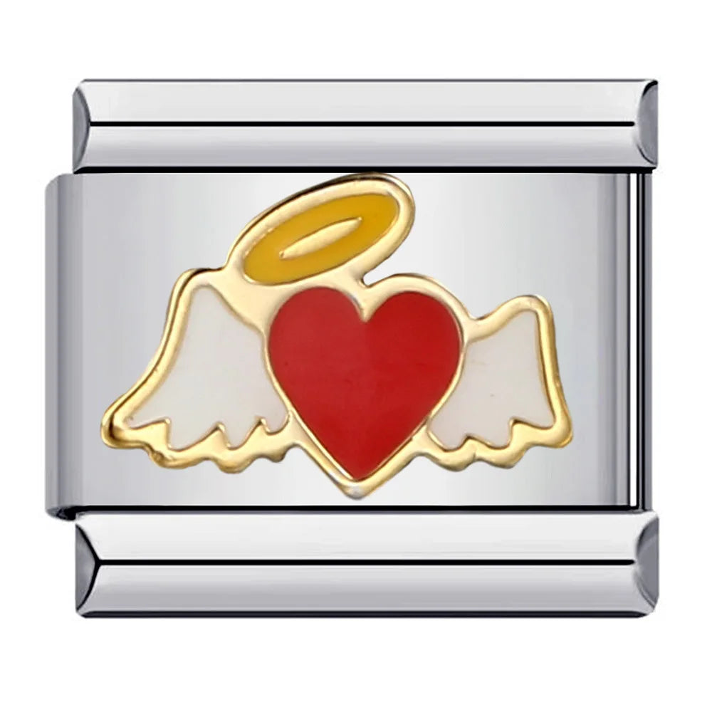 2025 Exquisite Angel Pattern Elastic Italian Charm Chain Suitable for 9mm Stainless Steel Modular Bracelet DIY Jewelry