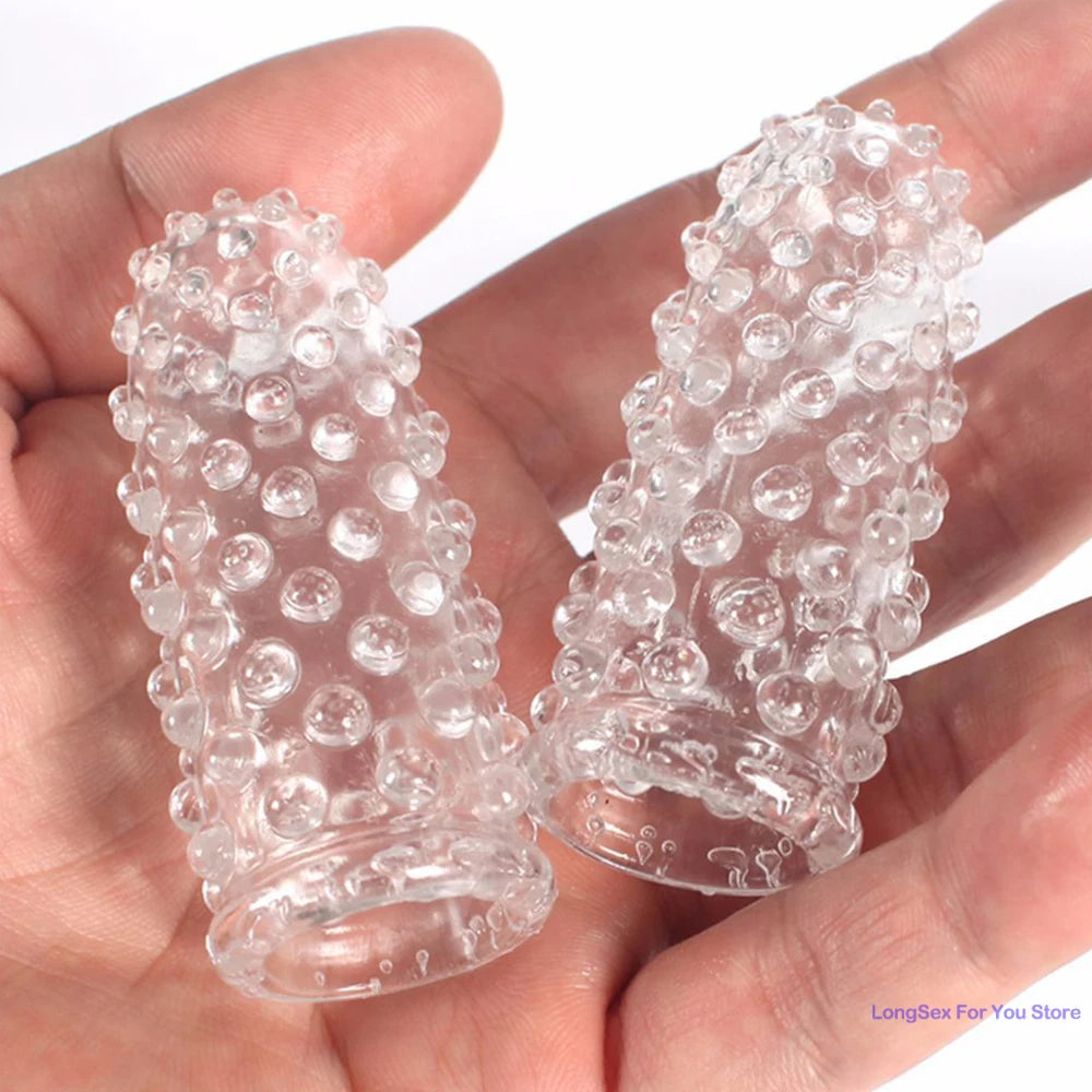 Finger Condoms Adult Sex Toys Spike Condom Women Stimulation Female Vagina Clitoris Silicone dotted Finger Coats Adult supplies