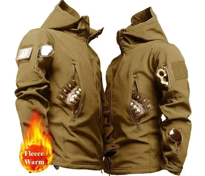 Winter Soft Shell Mens Tactical Set Outdoor Windproof Waterproof Warm Combat Suit Multi Pocket Thickened Camo Hunting Uniform