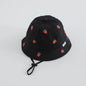 Boys Cute Sun Bucket Cap 48-50cm Spring Summer New Girl Fisherman Hat with Strawberry Embroidery Fashion Kids Toddler Outfit Cap