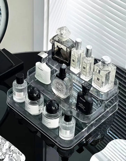 Luxurious Multi-Layer Acrylic Cosmetic Storage Box Display Stand Transparent Desktop Perfume Organizer Jewelry Accessories Holde