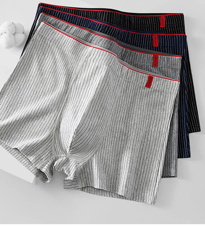 4 Pieces of Men's Boxer Underwear Soft, Breathable and Comfortable Men's Briefs Striped Trendy Personality Casual Loose Boxers