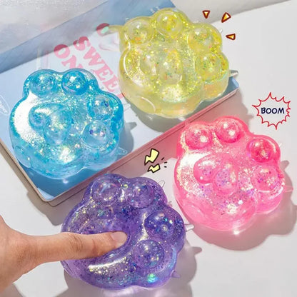 Anti-stress Soft TPR Slow Rebound Sequins Maltose Pinch Adult Toy Stress Relief Elastic Squeezing Colored Cat Paw Decompression