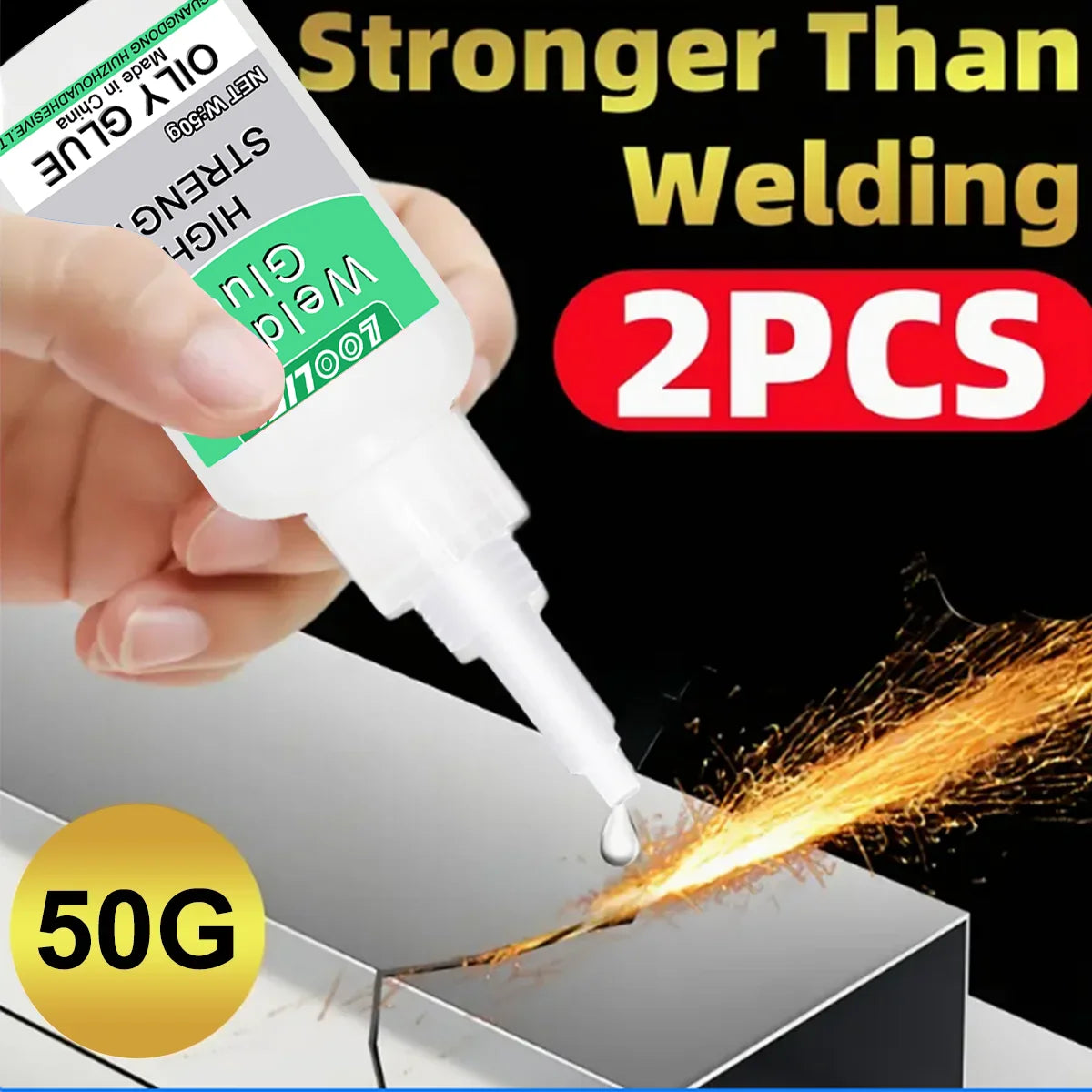 Loolifl50G High-Strength Oil-Based Welding Glue - Universal Oil-Based Welding Glue Suitable for Resin, Ceramics, Metal, Glass, Plastic, and Wood, Equipped with a Dispensing Device.