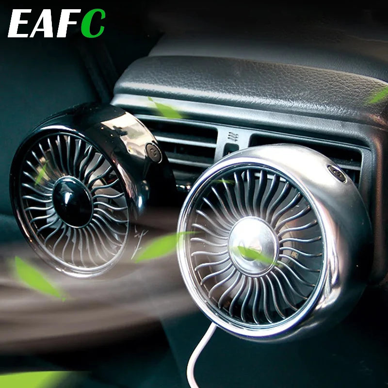 EAFC Car Fan USB Powered Electric Car Cooling Fan Portable 3 Speeds Strong Airflow Air Circulation Fan for Car Van Truck SUV