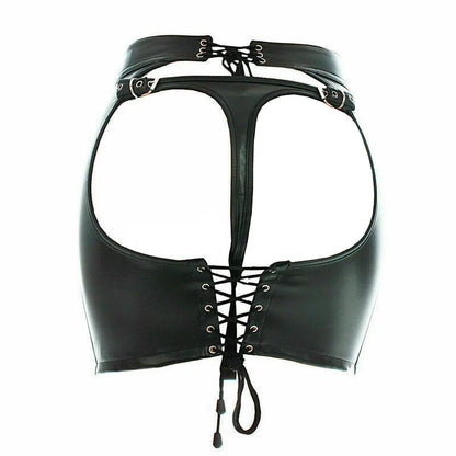 BDSM Restraint Ass Porn Mini Skirt Sexy Lingerie Whip Paddle PU Leather G-String Panties Dress  Erotic Sexy Costume Women
