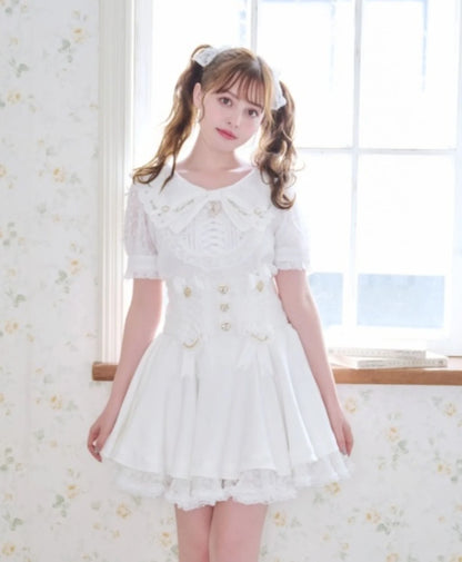 Japanese Liz Skirt High Waist Thin Kawaii Cute Bow Lolita Skirts Women Summer New Elastic High Waist Ruffle Short Pleated Skirt
