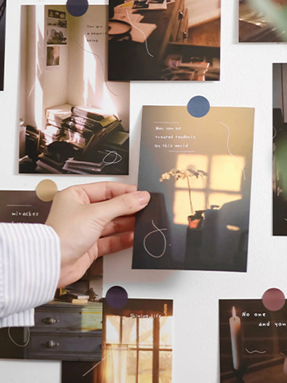 30pcs/pack Lifestyle-Themed Decorative Cards, Various Patterns, for Home Walls and Photo Frames (Includes Stickers)