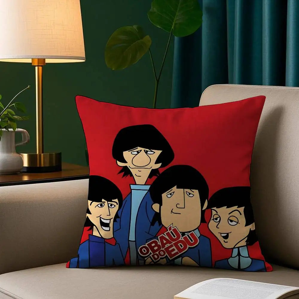 The B-beatles Band Pillow Case Short Plush Print Cushion Cover Square Throw Pillow Covers Sofa Home Decor