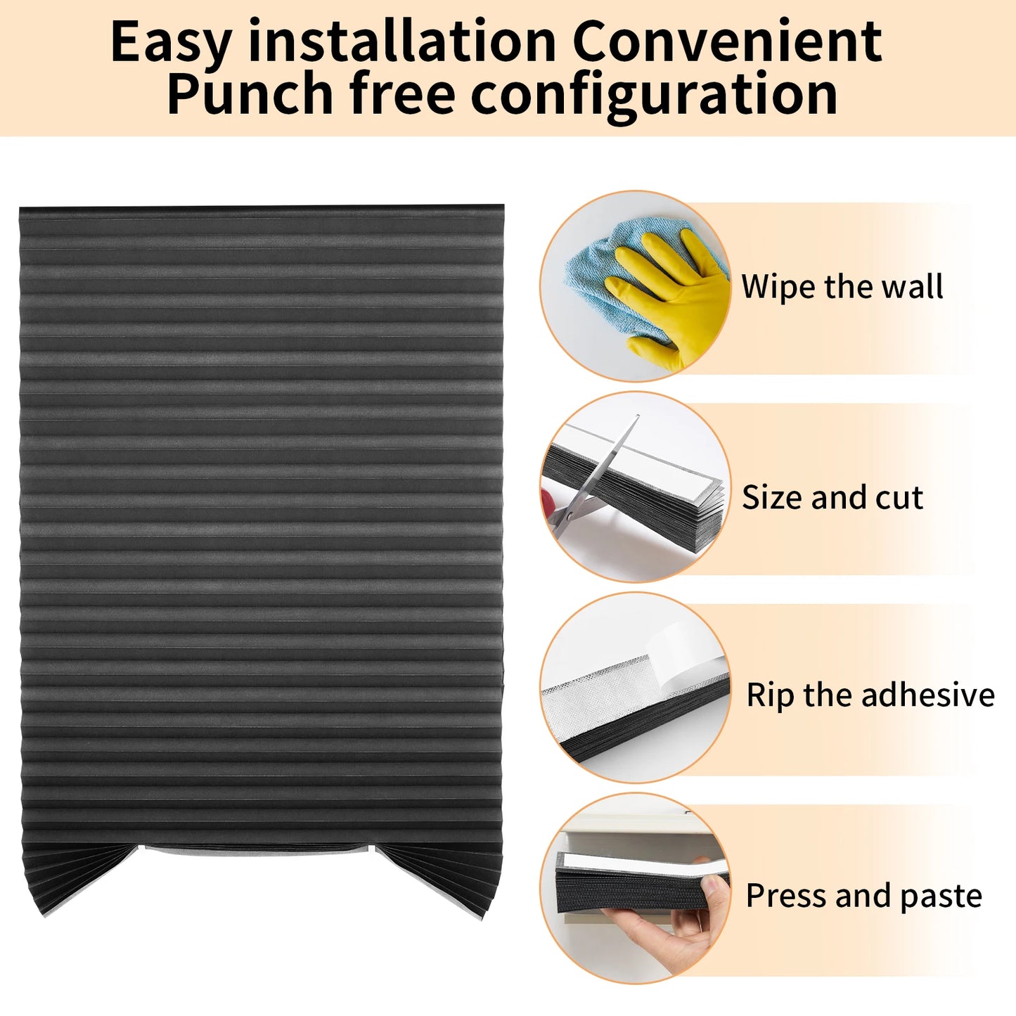 1Pc Shades Self-adhesive Half/Full Windows Nonwoven Folding Curtain Bathroom Balcony Living Room Balcony Curtains Pleated Blinds