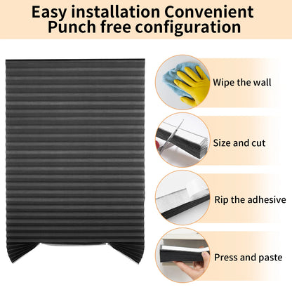 1Pc Shades Self-adhesive Half/Full Windows Nonwoven Folding Curtain Bathroom Balcony Living Room Balcony Curtains Pleated Blinds