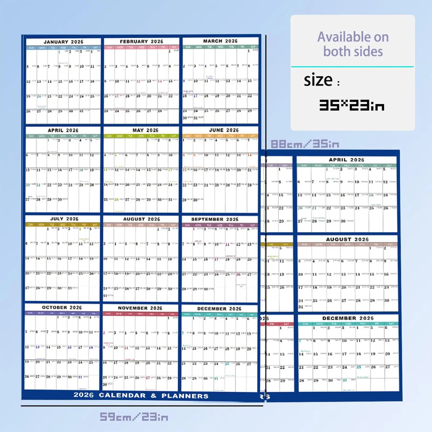 Large Dry Erase Calendar for Wall 2026 Wall Calendar 12 Month 24 X 36 Inch Yearly Schedule Organizer for Indoor Home Fridge
