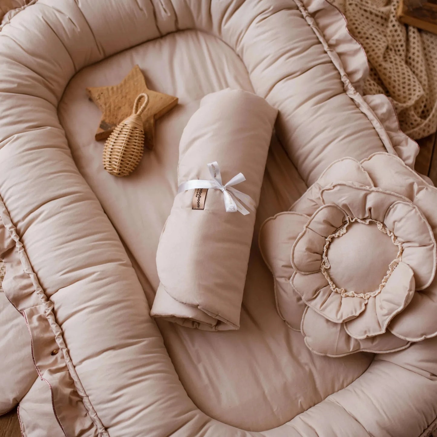 Wind Lace Cotton Baby Crib Mid Bed Baby Anti Startle Newborn Biomimetic Bed Portable Sleeping Bed