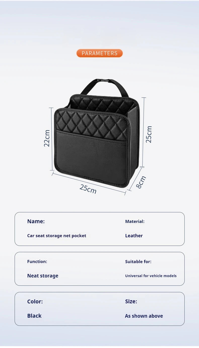 Multifunctional Car Seat Storage Bag Leather Auto Organizer Garbage Bag Universal Fit For Most Car Models